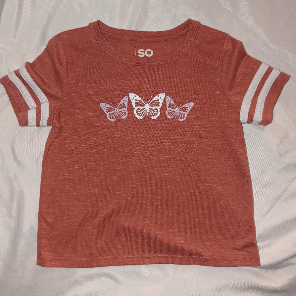 Burnt orange butterfly shirt